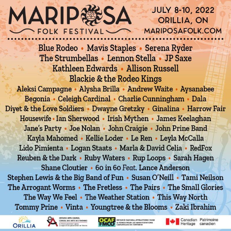 Mariposa Folk Festival in Orillia 2022